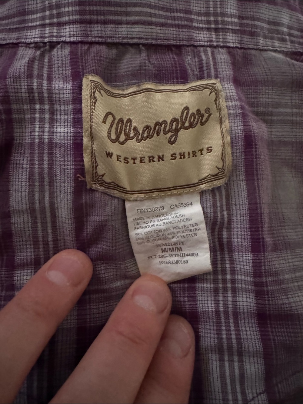 Wrangler Purple Plaid Shirt with Western Label
